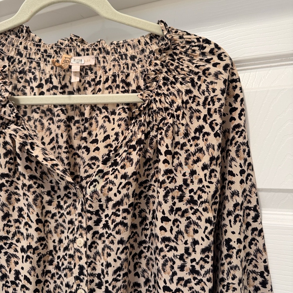 Rebecca Taylor Leopard Print Silk Blouse